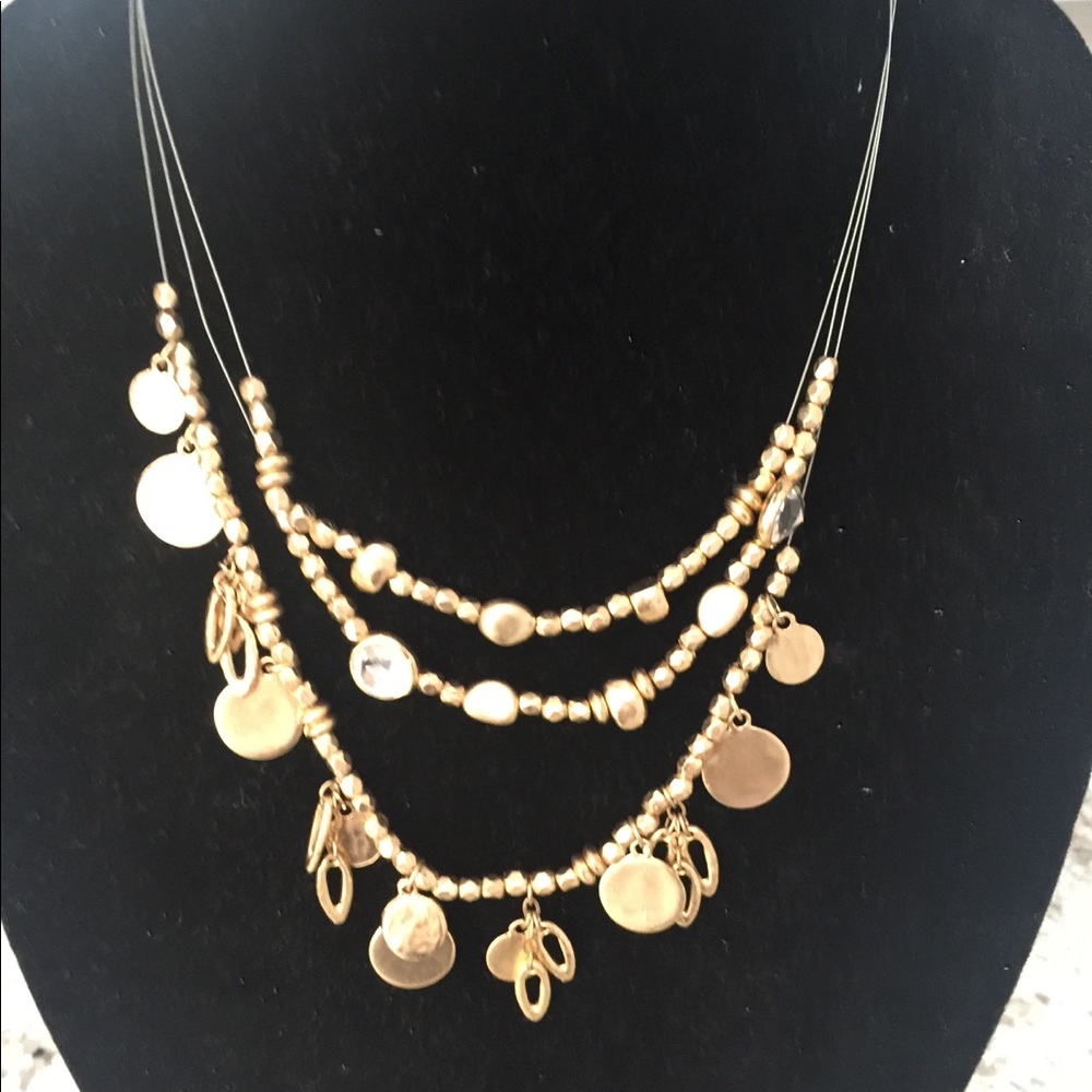 Multi-Strand Necklace w Crystals & Charms